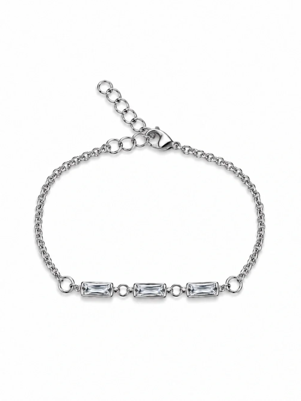Silver-Tone Baguette Crystal Bracelet